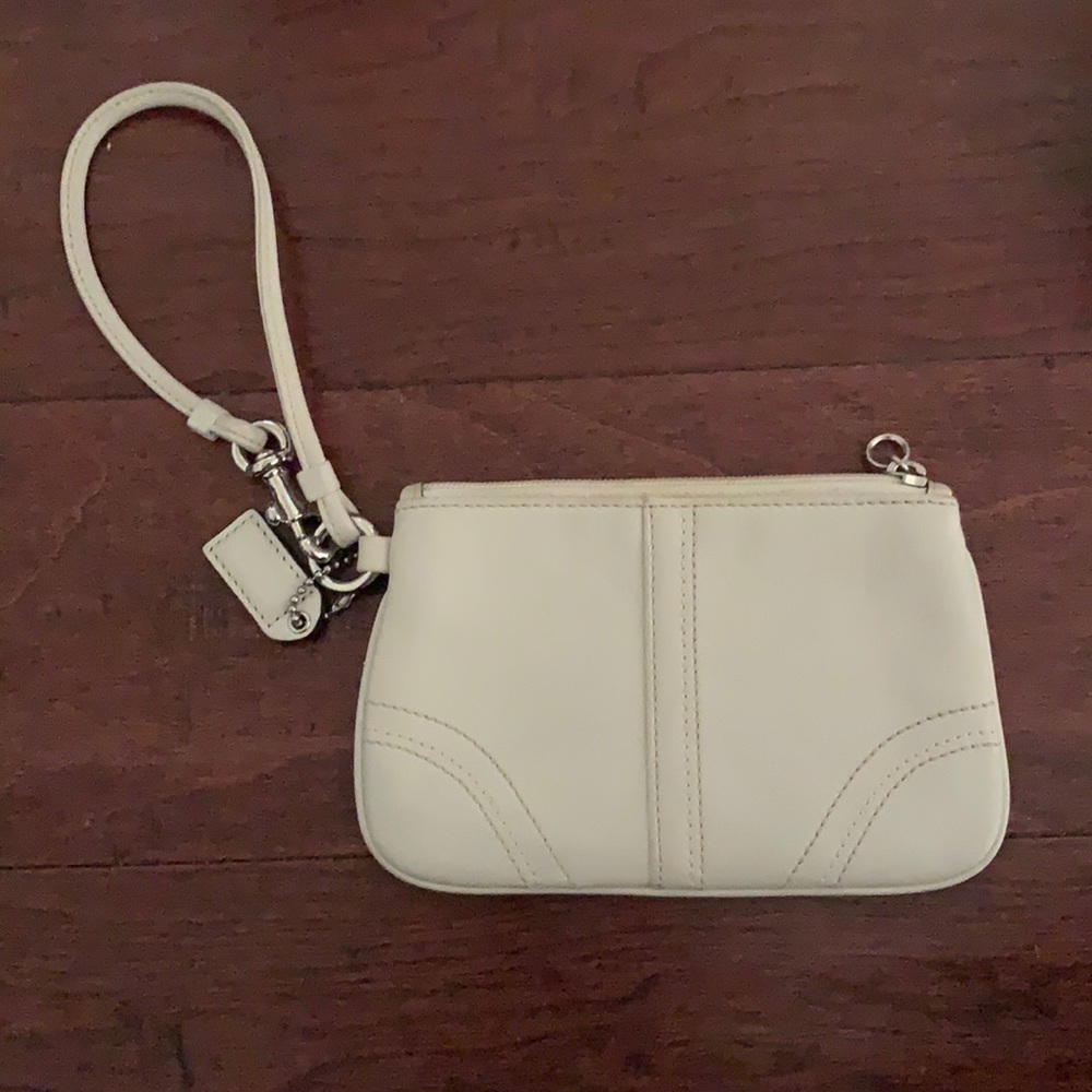 Cream/Whitw Coach Wristlet